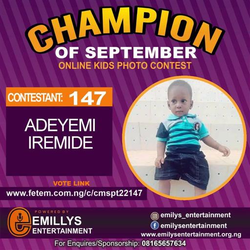 Vote ADEYEMI IREMIDE in CHAMPION OF THE MONTH SEPTEMBER Voting Contest @ Fetem.com.ng