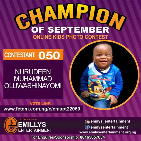 Vote NURUDEEN	MUHAMMAD OLUWASHINAYOMI in CHAMPION OF THE MONTH SEPTEMBER Voting Contest @ Fetem.com.ng