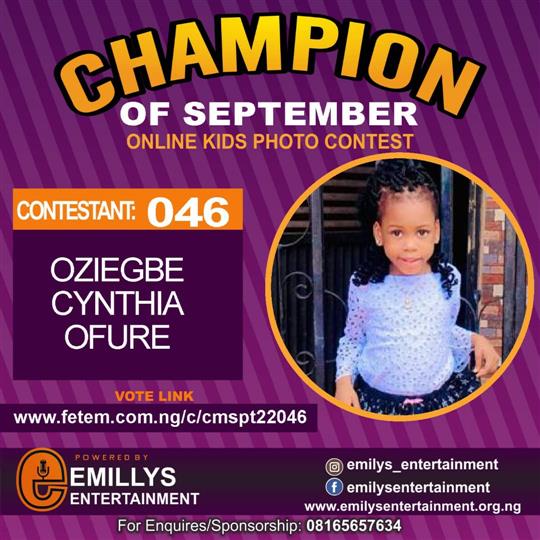 Vote OZIEGBE	CYNTHIA OFURE in CHAMPION OF THE MONTH SEPTEMBER Voting Contest @ Fetem.com.ng