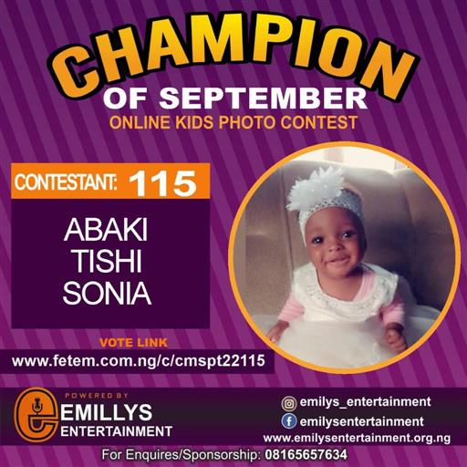 Vote ABAKI	TISHI SONIA in CHAMPION OF THE MONTH SEPTEMBER Voting Contest @ Fetem.com.ng