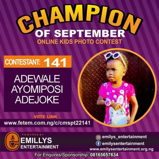 Vote ADEWALE	AYOMIPOSI ADEJOKE in CHAMPION OF THE MONTH SEPTEMBER Voting Contest @ Fetem.com.ng