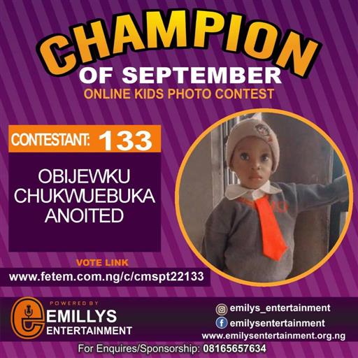 Vote OBIJEKWU	CHUKWUEBUKA ANOITED in CHAMPION OF THE MONTH SEPTEMBER Voting Contest @ Fetem.com.ng