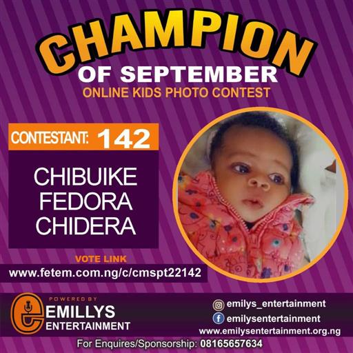 Vote CHIBUIKE	FEDORA CHIDERA in CHAMPION OF THE MONTH SEPTEMBER Voting Contest @ Fetem.com.ng