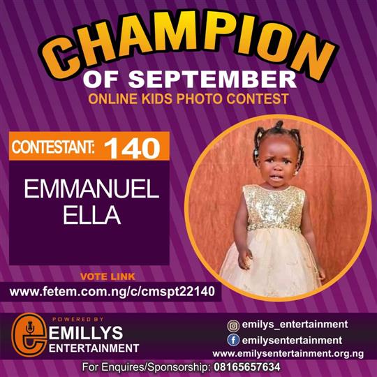 Vote EMMANUEL ELLA in CHAMPION OF THE MONTH SEPTEMBER Voting Contest @ Fetem.com.ng