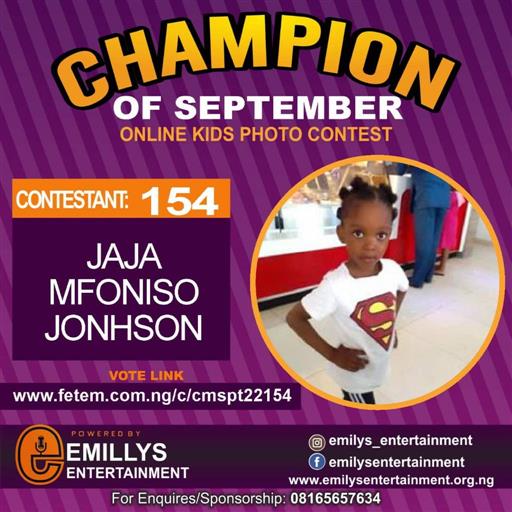 Vote JAJA	MFONISO JOHNSON in CHAMPION OF THE MONTH SEPTEMBER Voting Contest @ Fetem.com.ng