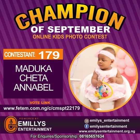 Vote Maduka	Cheta Annabel in CHAMPION OF THE MONTH SEPTEMBER Voting Contest @ Fetem.com.ng