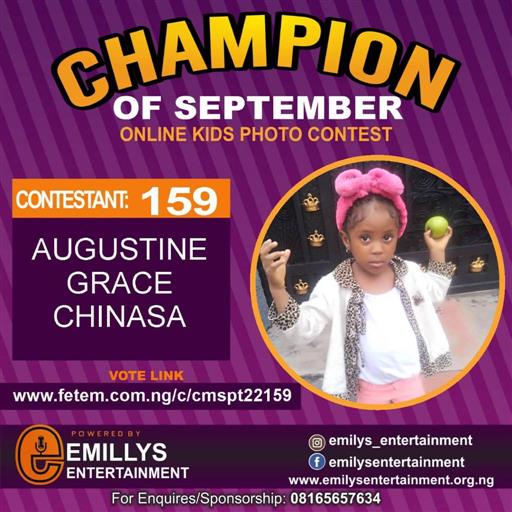 Vote AUGUSTINE	GRACE CHINASA in CHAMPION OF THE MONTH SEPTEMBER Voting Contest @ Fetem.com.ng