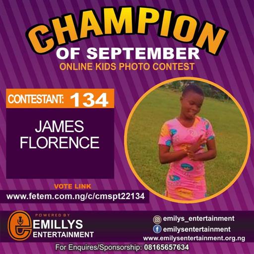 Vote JAMES FLORENCE in CHAMPION OF THE MONTH SEPTEMBER Voting Contest @ Fetem.com.ng