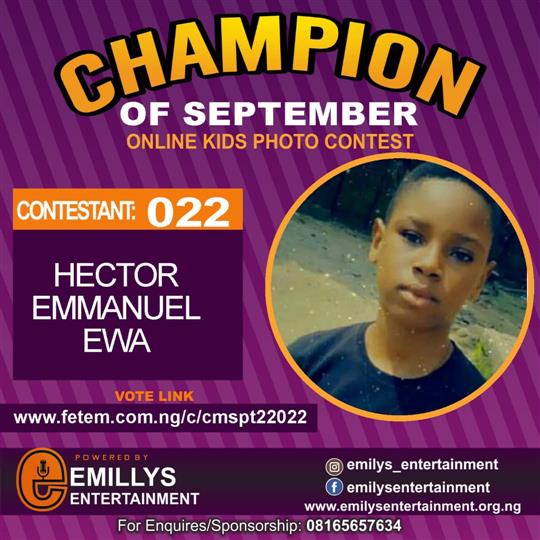 Vote HECTOR EMMANUEL EWA in CHAMPION OF THE MONTH SEPTEMBER Voting Contest @ Fetem.com.ng