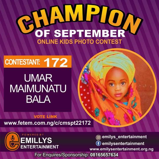 Vote UMAR	MAIMUNATU BALA in CHAMPION OF THE MONTH SEPTEMBER Voting Contest @ Fetem.com.ng