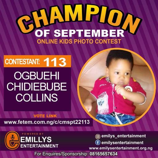 Vote OGBUEHI	CHIDIEBUBE COLLINS in CHAMPION OF THE MONTH SEPTEMBER Voting Contest @ Fetem.com.ng