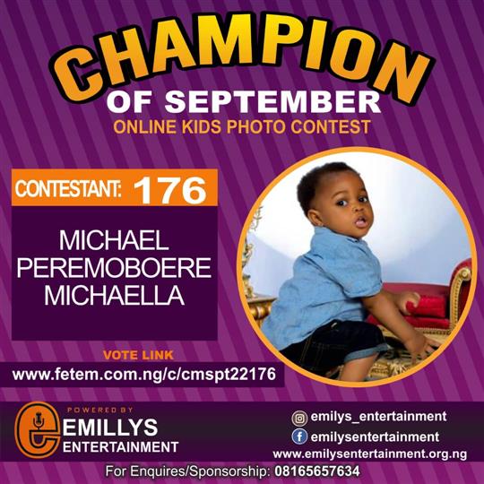 Vote MICHAEL	PEREMOBOERE MICHAELLA in CHAMPION OF THE MONTH SEPTEMBER Voting Contest @ Fetem.com.ng