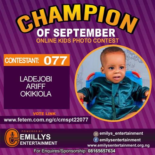 Vote LADEJOBI	ARIFF OKIKIOLA in CHAMPION OF THE MONTH SEPTEMBER Voting Contest @ Fetem.com.ng