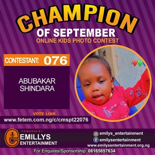 Vote ABUBAKAR	SHINDARA SEYIFUNMI in CHAMPION OF THE MONTH SEPTEMBER Voting Contest @ Fetem.com.ng