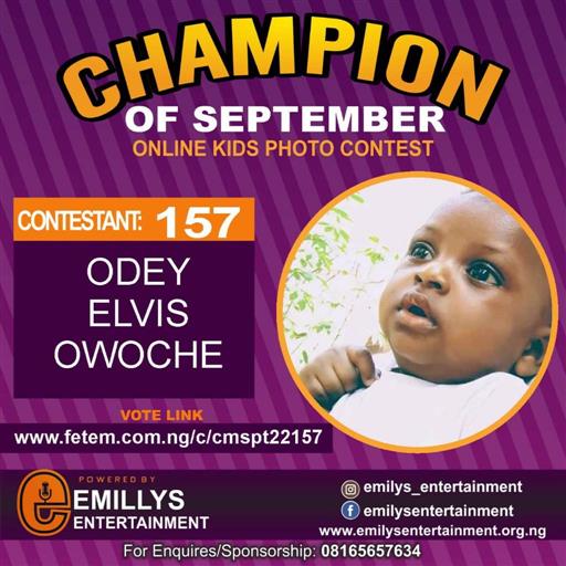 Vote ODEY	ELVIS OWOCHE in CHAMPION OF THE MONTH SEPTEMBER Voting Contest @ Fetem.com.ng