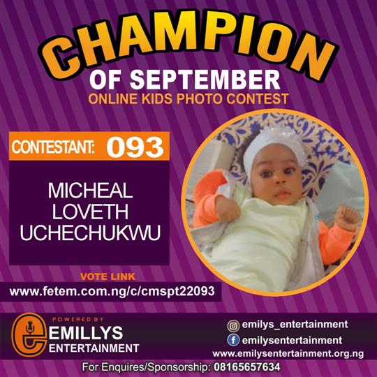 Vote MICHEAL	LOVETH UCHECHUKWU in CHAMPION OF THE MONTH SEPTEMBER Voting Contest @ Fetem.com.ng