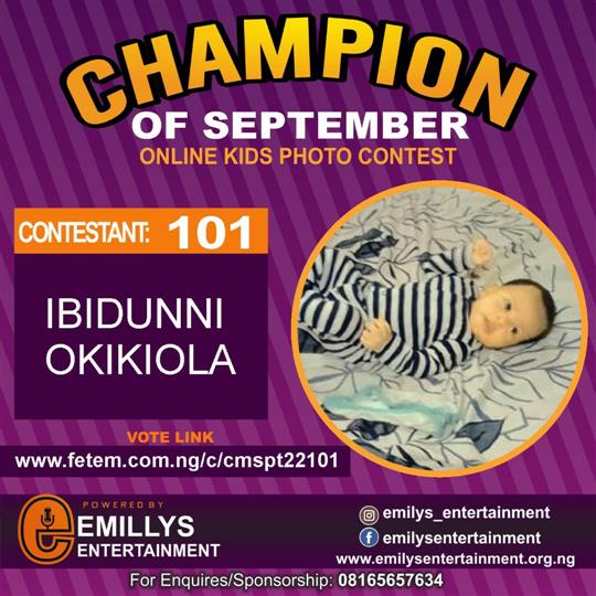 Vote IBIDUNNI OKIKIOLA in CHAMPION OF THE MONTH SEPTEMBER Voting Contest @ Fetem.com.ng