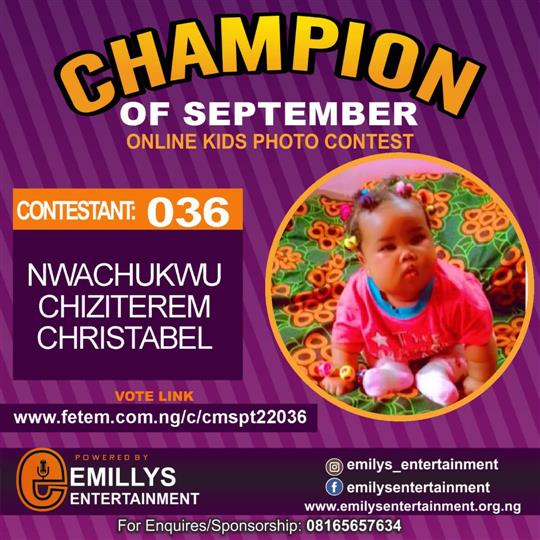 Vote NWACHUKWU	CHIZITEREM CHRISTABEL in CHAMPION OF THE MONTH SEPTEMBER Voting Contest @ Fetem.com.ng