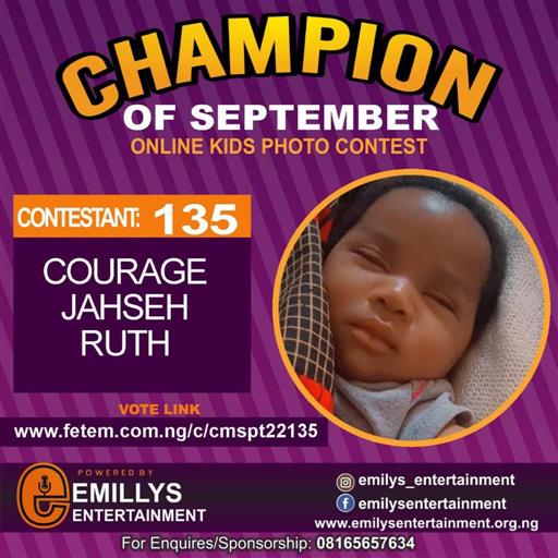 Vote COURAGE	JAHSEH RUTH in CHAMPION OF THE MONTH SEPTEMBER Voting Contest @ Fetem.com.ng