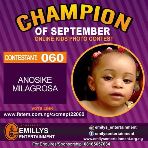 Vote ANOSIKE MILAGROSA in CHAMPION OF THE MONTH SEPTEMBER Voting Contest @ Fetem.com.ng