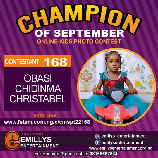 Vote OBASI	CHIDINMA CHRISTABEL in CHAMPION OF THE MONTH SEPTEMBER Voting Contest @ Fetem.com.ng