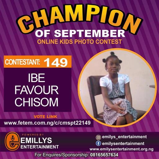 Vote IBE FAVOUR	CHISOM in CHAMPION OF THE MONTH SEPTEMBER Voting Contest @ Fetem.com.ng