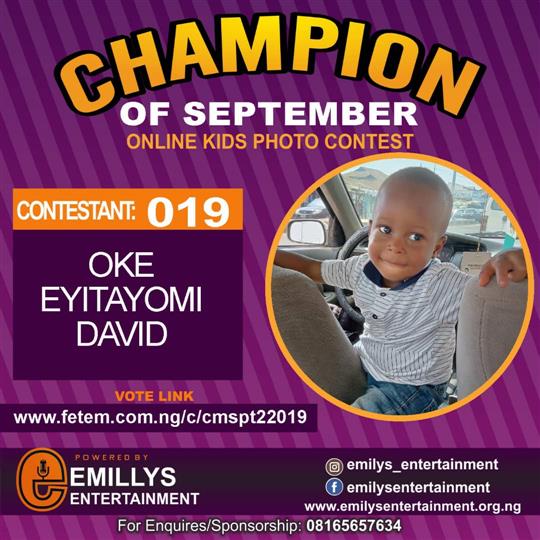 Vote OKE	EYITAYOMI DAVID in CHAMPION OF THE MONTH SEPTEMBER Voting Contest @ Fetem.com.ng