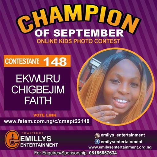 Vote EKWURU	CHIGBEJIM FAITH in CHAMPION OF THE MONTH SEPTEMBER Voting Contest @ Fetem.com.ng