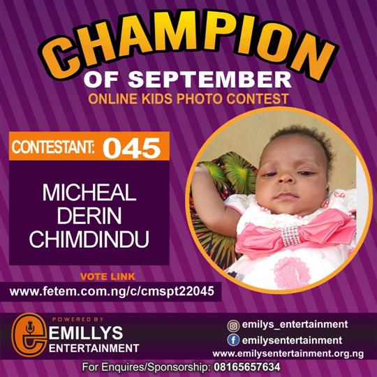 Vote MICHEAL	DERIN CHIMDINDU in CHAMPION OF THE MONTH SEPTEMBER Voting Contest @ Fetem.com.ng