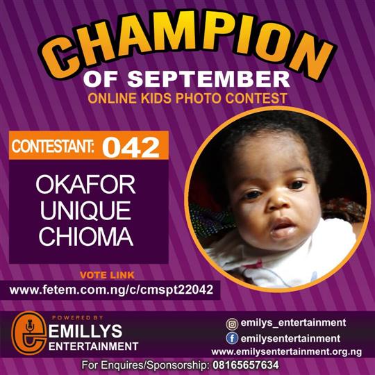 Vote OKAFOR UNIQUE	CHIOMA in CHAMPION OF THE MONTH SEPTEMBER Voting Contest @ Fetem.com.ng