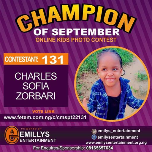 Vote CHARLES	SOFIA ZORBARI in CHAMPION OF THE MONTH SEPTEMBER Voting Contest @ Fetem.com.ng