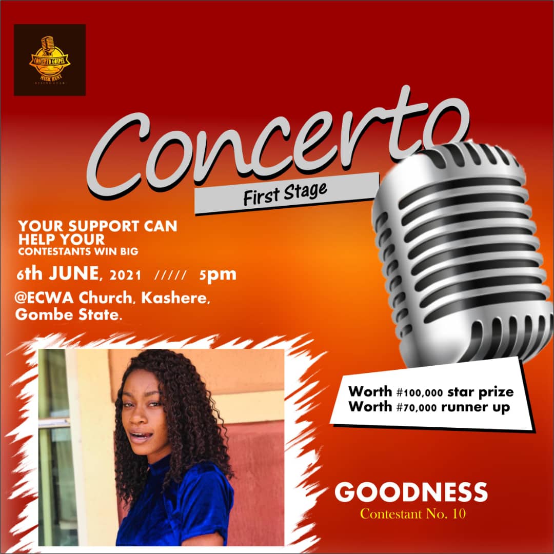 Vote GOODNESS GOODNESS in CONCERTO Gospel Talent Hunt Voting Contest @ Fetem.com.ng