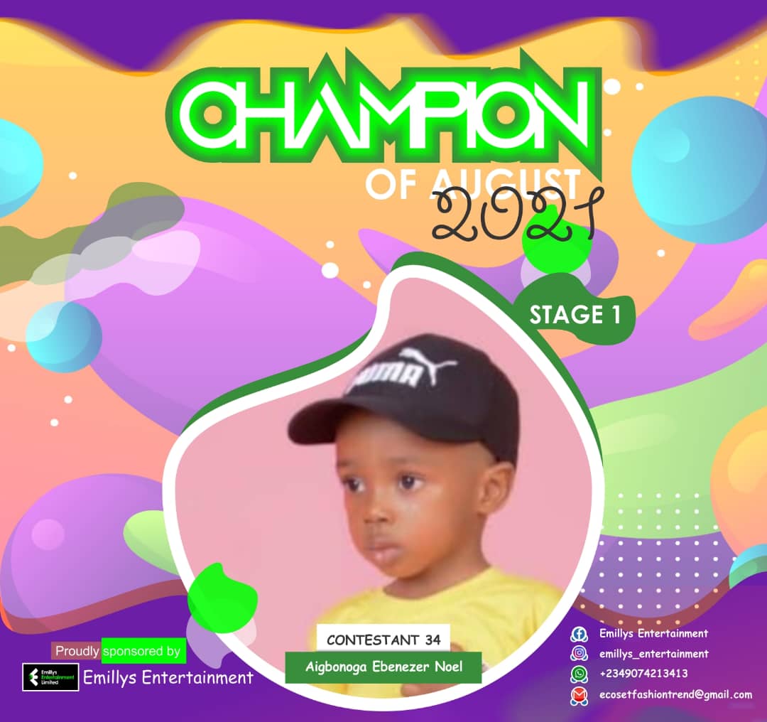 Vote AIGBONOGA	EBENEZER NOEL in CHAMPIONS OF AUGUST 2021 Voting Contest @ Fetem.com.ng