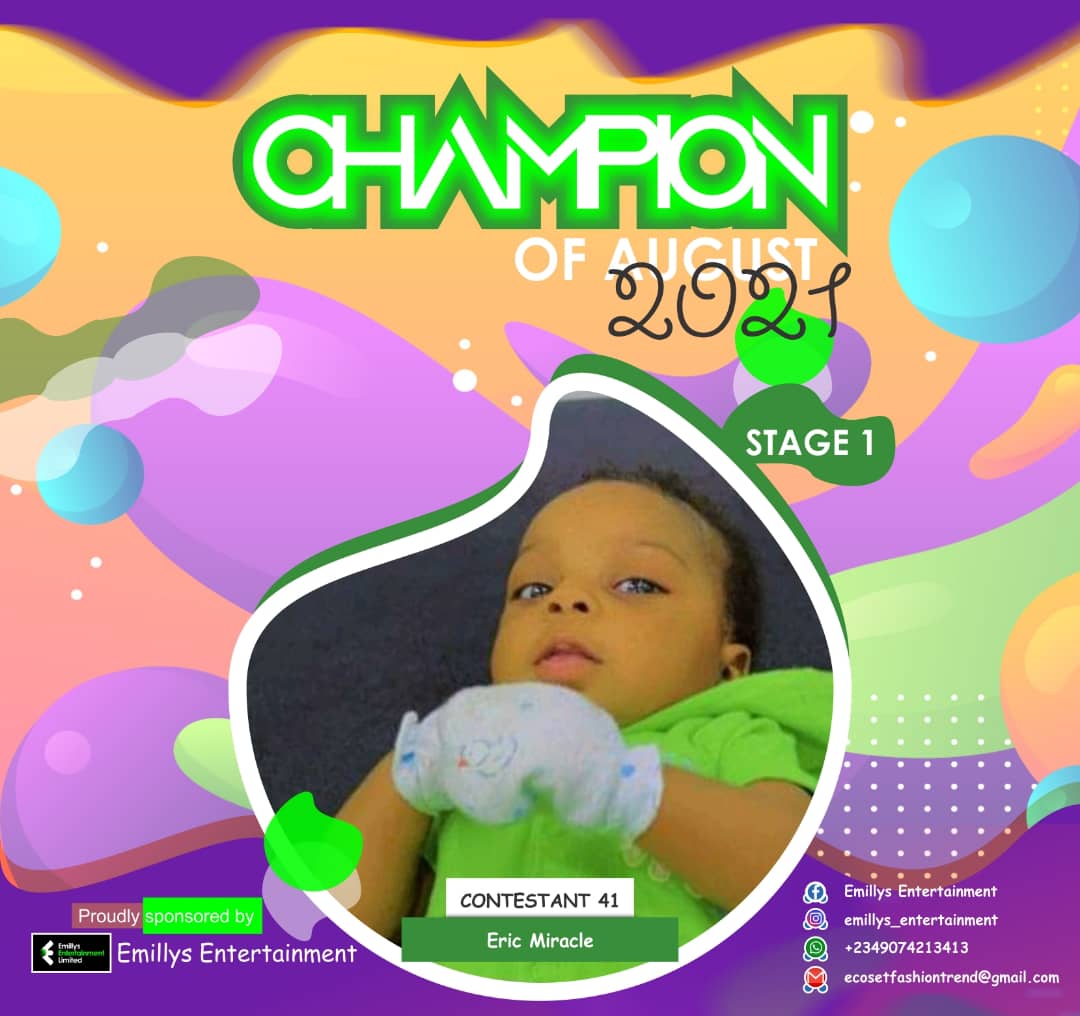 Vote ERIC MIRACLE in CHAMPIONS OF AUGUST 2021 Voting Contest @ Fetem.com.ng