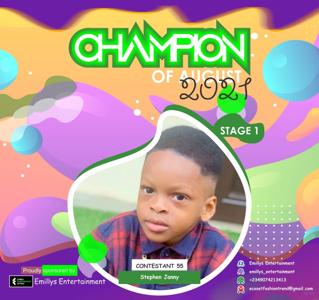 Vote STEPHEN JANNY in CHAMPIONS OF AUGUST 2021 Voting Contest @ Fetem.com.ng