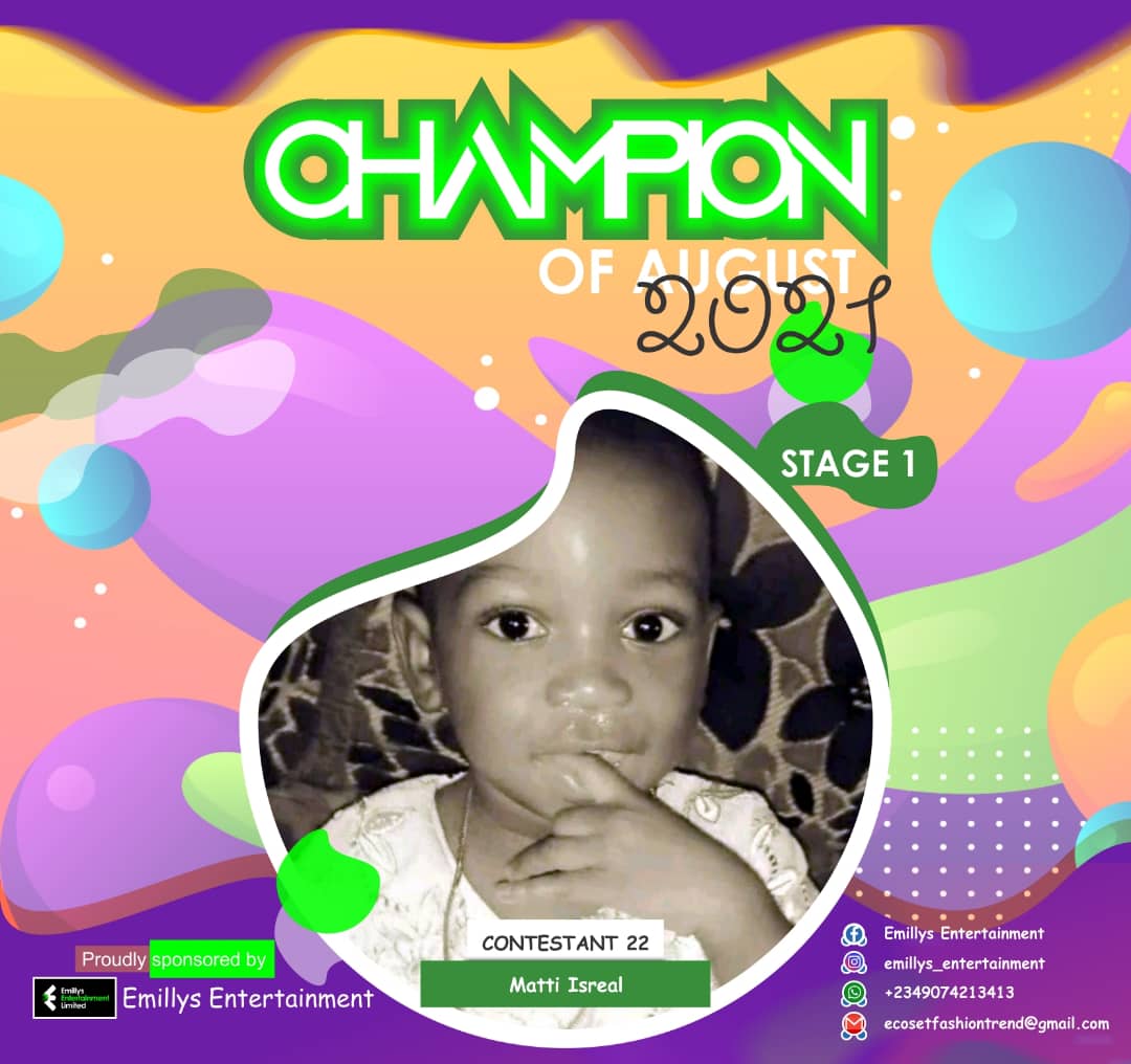 Vote MATTI ISREAL in CHAMPIONS OF AUGUST 2021 Voting Contest @ Fetem.com.ng