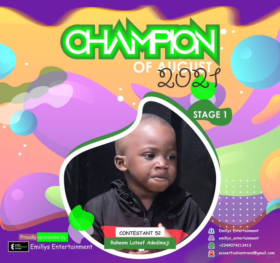 Vote RAHEEM	LATEEF ADEDIMEJI in CHAMPIONS OF AUGUST 2021 Voting Contest @ Fetem.com.ng