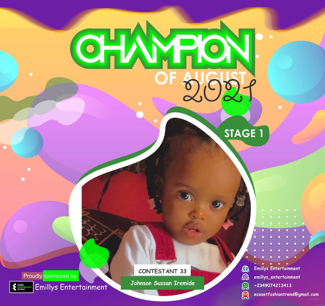 Vote JOHNSON	SUSSAN IREMIDE in CHAMPIONS OF AUGUST 2021 Voting Contest @ Fetem.com.ng