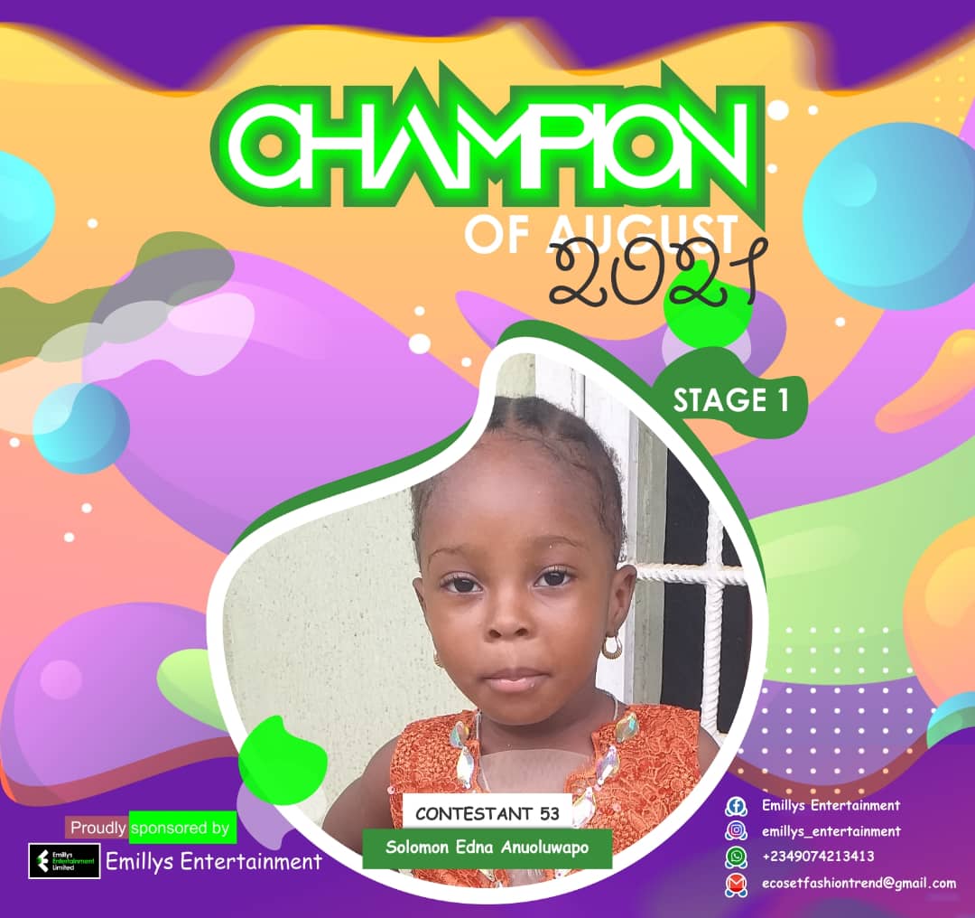 Vote SOLOMON	EDNA ANUOLUWAPO in CHAMPIONS OF AUGUST 2021 Voting Contest @ Fetem.com.ng