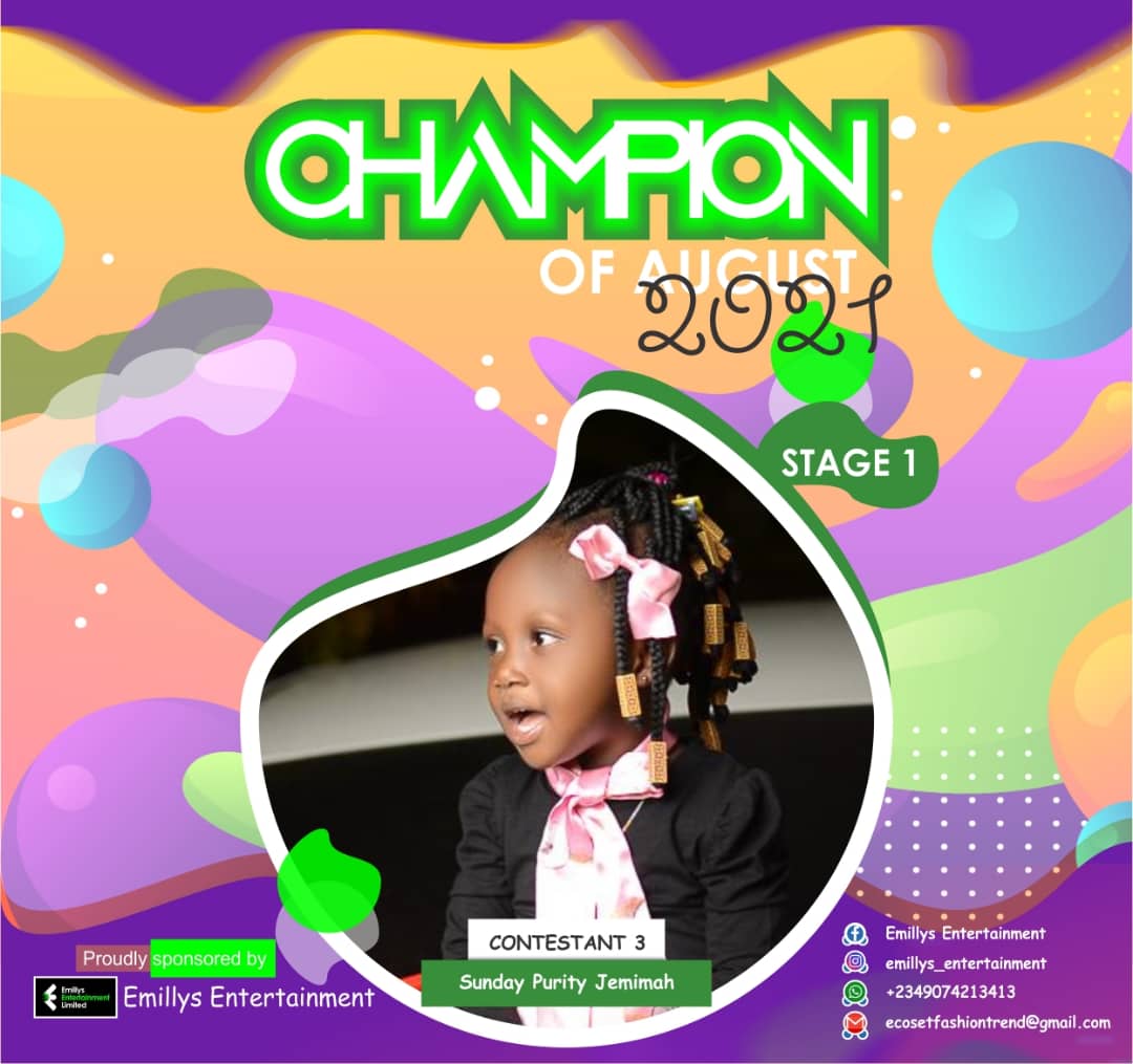 Vote SUNDAY	PURITY JEMIMAH in CHAMPIONS OF AUGUST 2021 Voting Contest @ Fetem.com.ng