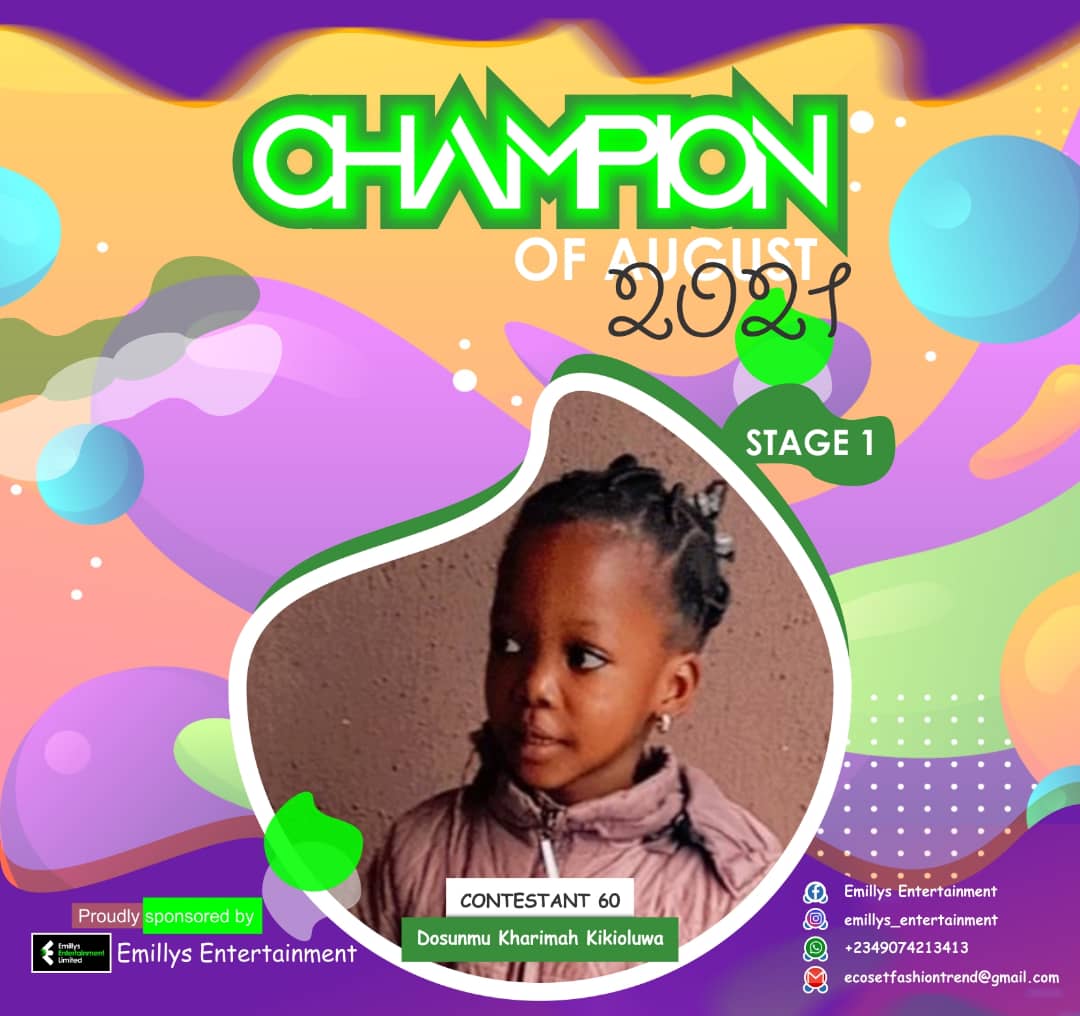 Vote DOSUNMU	KHARIMAH KIKIOLUWA in CHAMPIONS OF AUGUST 2021 Voting Contest @ Fetem.com.ng