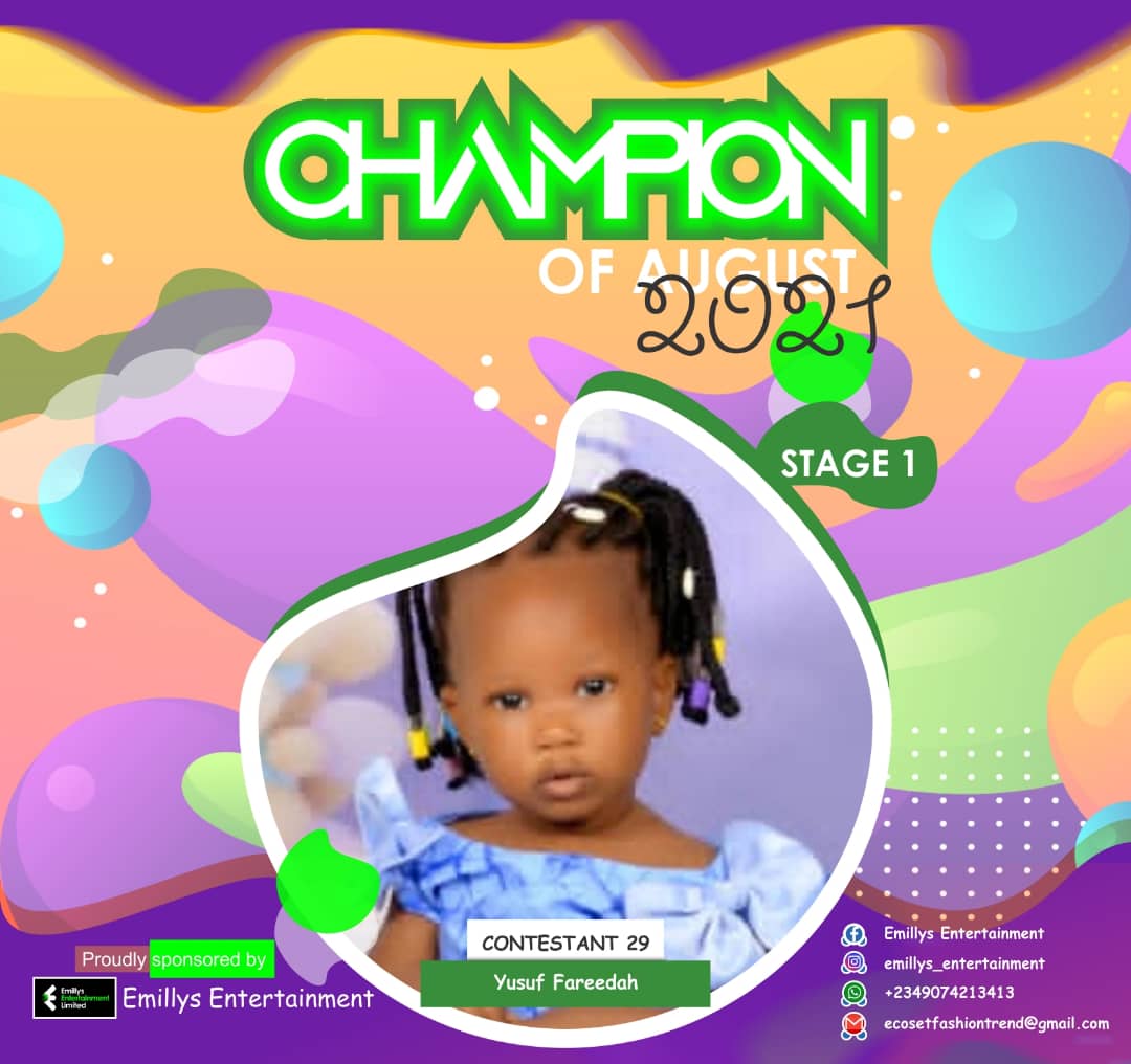 Vote YUSUF FAREEDAH in CHAMPIONS OF AUGUST 2021 Voting Contest @ Fetem.com.ng