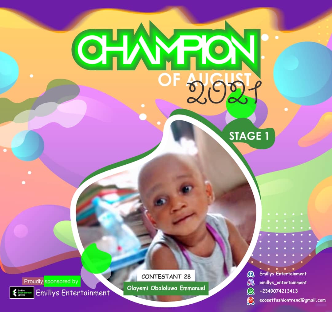 Vote OLAYEMI	OBALOLUWA EMMANUEL in CHAMPIONS OF AUGUST 2021 Voting Contest @ Fetem.com.ng