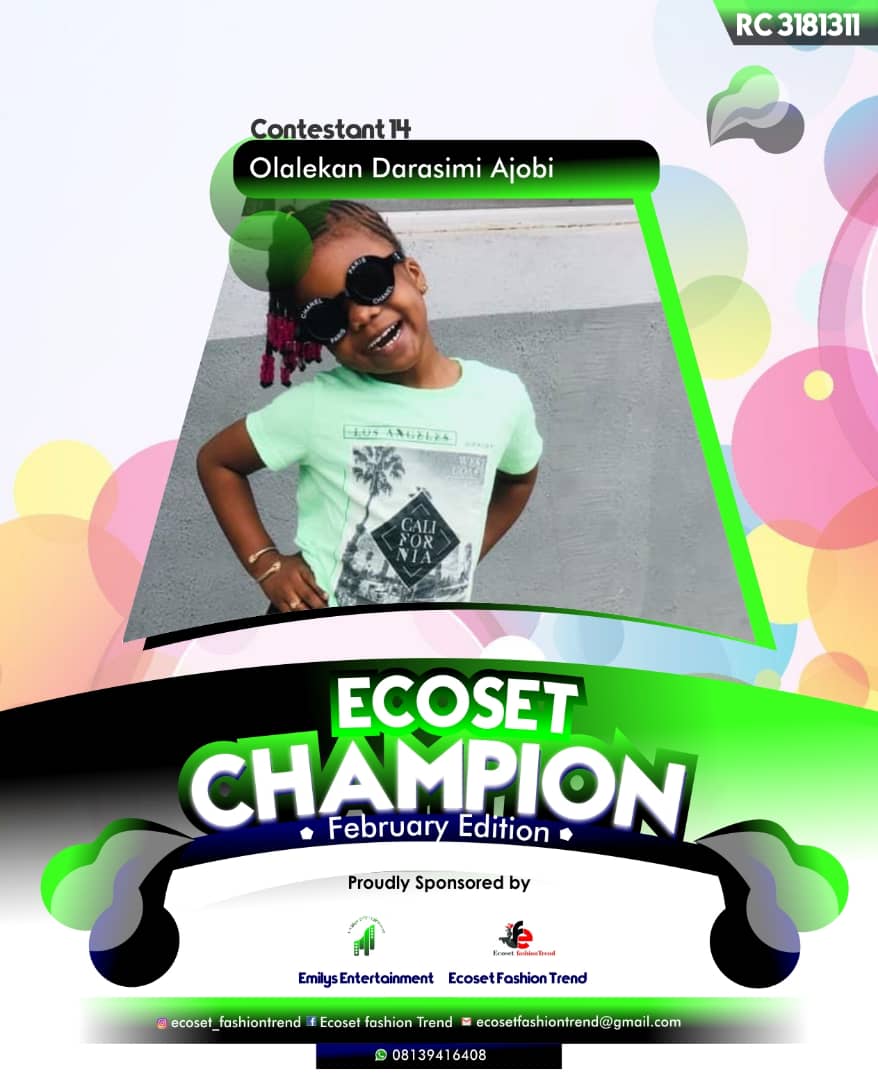 Vote OLALEKAN	DARASIMI AJOBI in ECOSET CAMPIONS OF FEBRUARY Voting Contest @ Fetem.com.ng