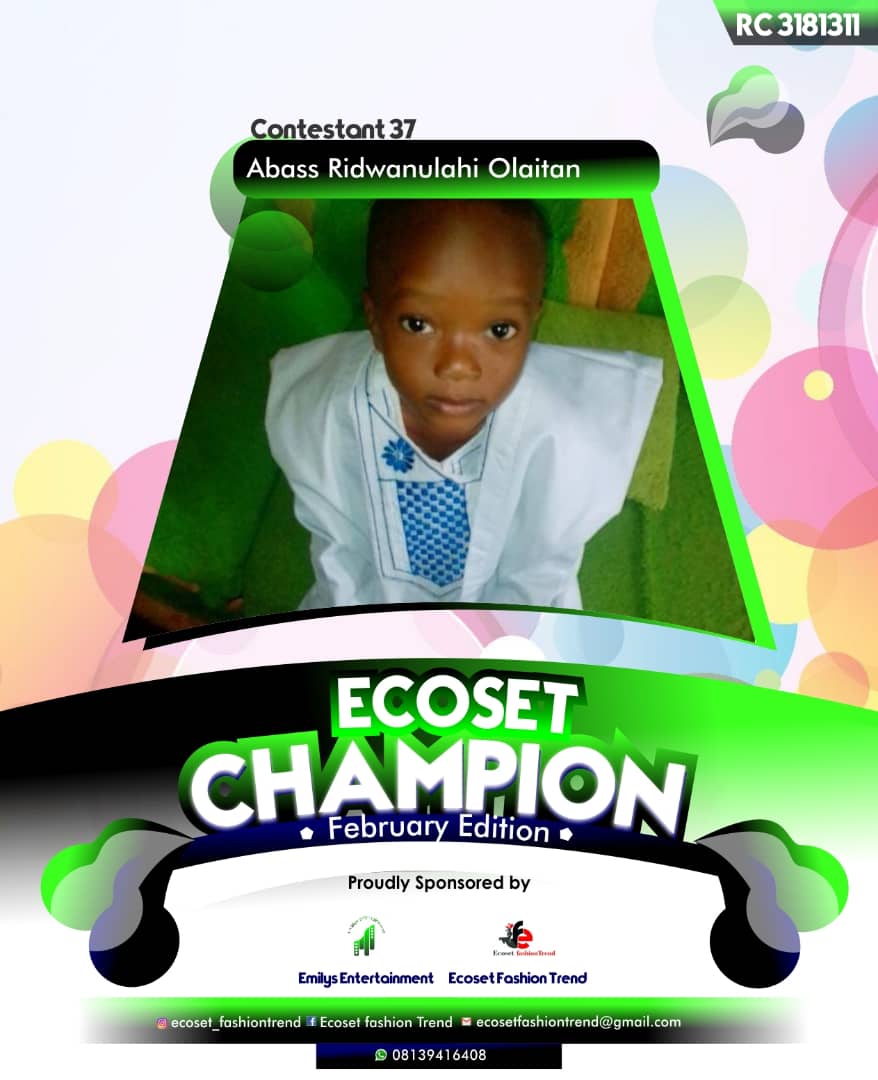 Vote ABASS	RIDWANULAHI OLAITAN in ECOSET CAMPIONS OF FEBRUARY Voting Contest @ Fetem.com.ng