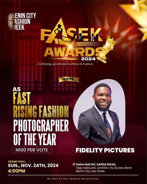 Vote FIDELITY PICTURES in Fast rising fashion photography of the year Voting Contest @ Fetem.com.ng