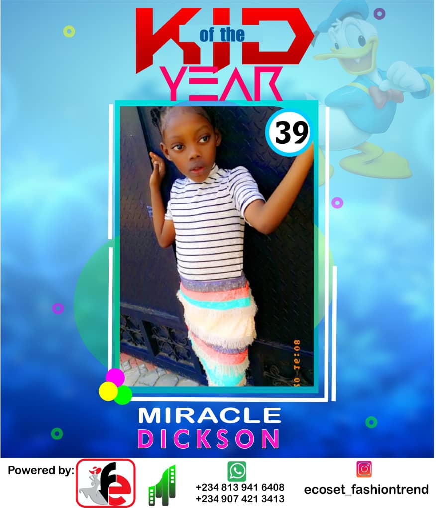 Vote DICKSON	MIRACLE TESTIMONY in ECOSET FASHION CREATIVE KID OF THE YEAR 2020 Voting Contest @ Fetem.com.ng