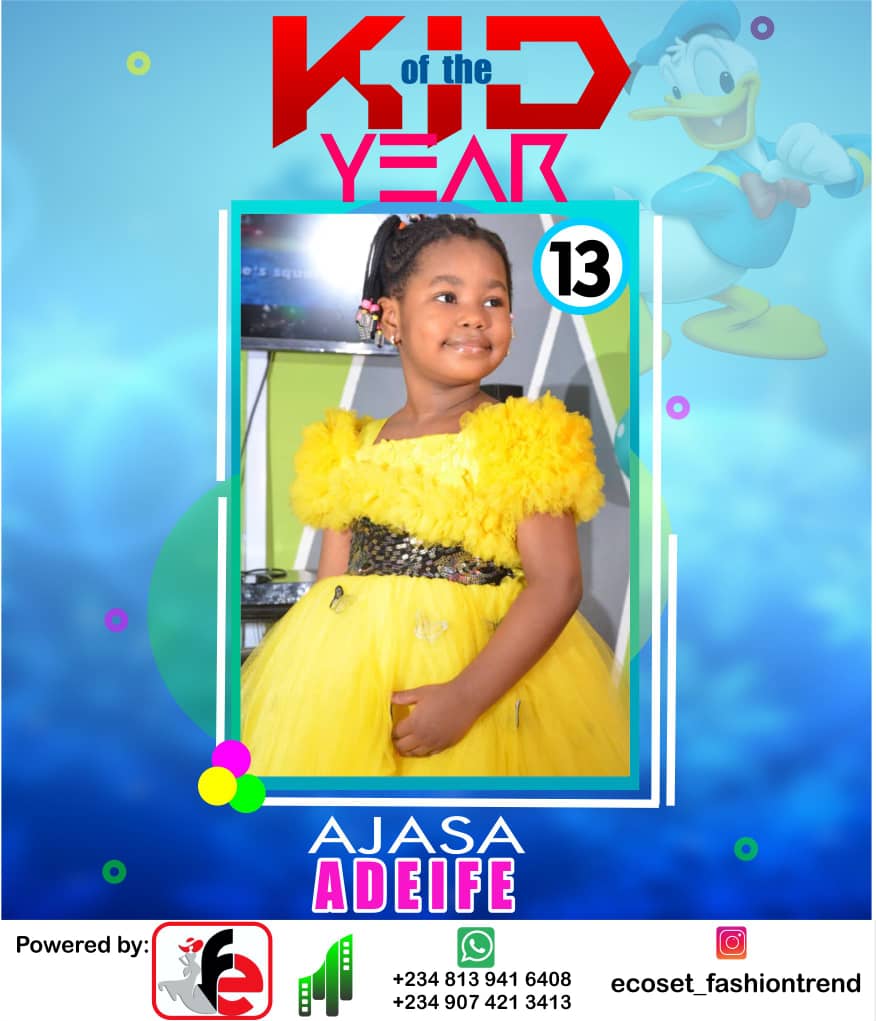 Vote AJASA ADEIFE	JEMIMAH in ECOSET FASHION CREATIVE KID OF THE YEAR 2020 Voting Contest @ Fetem.com.ng