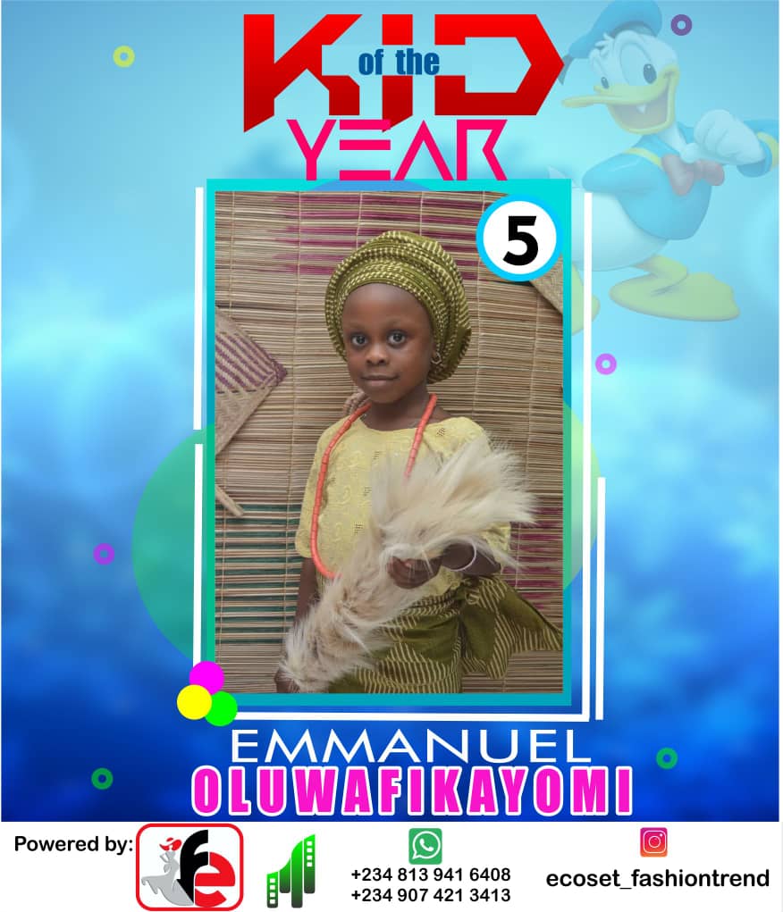 Vote EMMANUEL OLUWAFIKAYOMI	OLUCHI in ECOSET FASHION CREATIVE KID OF THE YEAR 2020 Voting Contest @ Fetem.com.ng