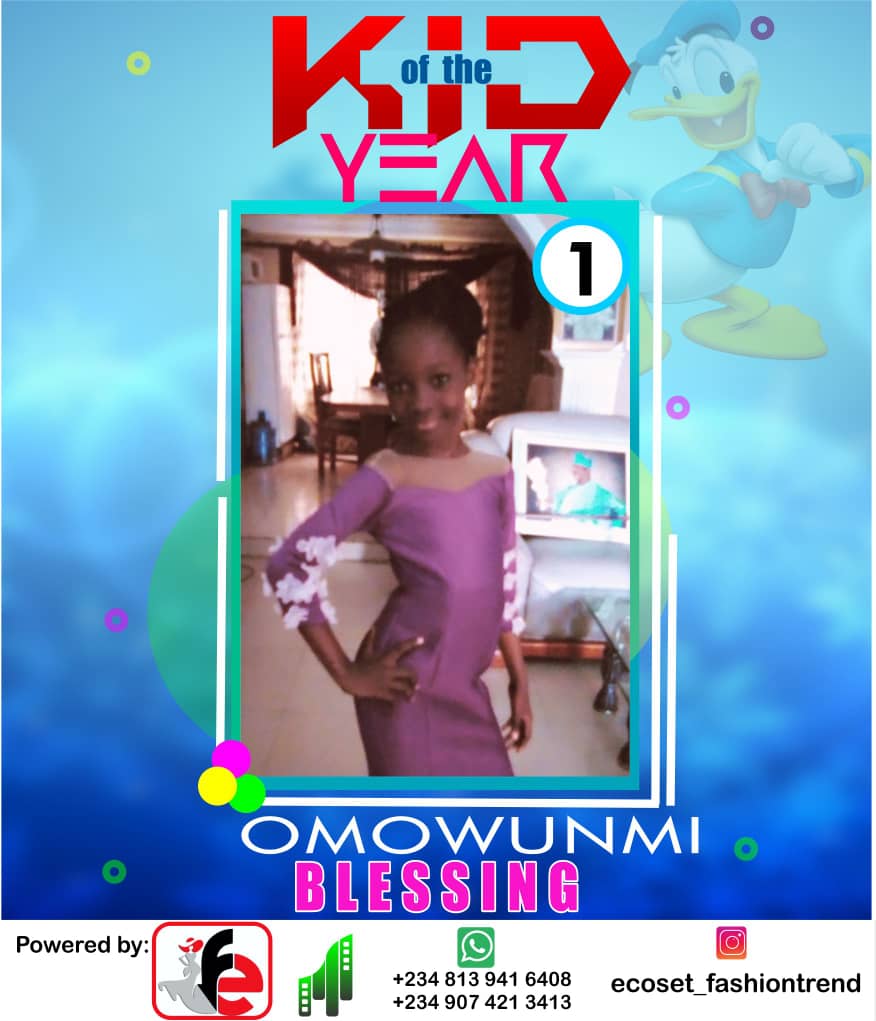 Vote OMOWUNMI BLESSING in ECOSET FASHION CREATIVE KID OF THE YEAR 2020 Voting Contest @ Fetem.com.ng